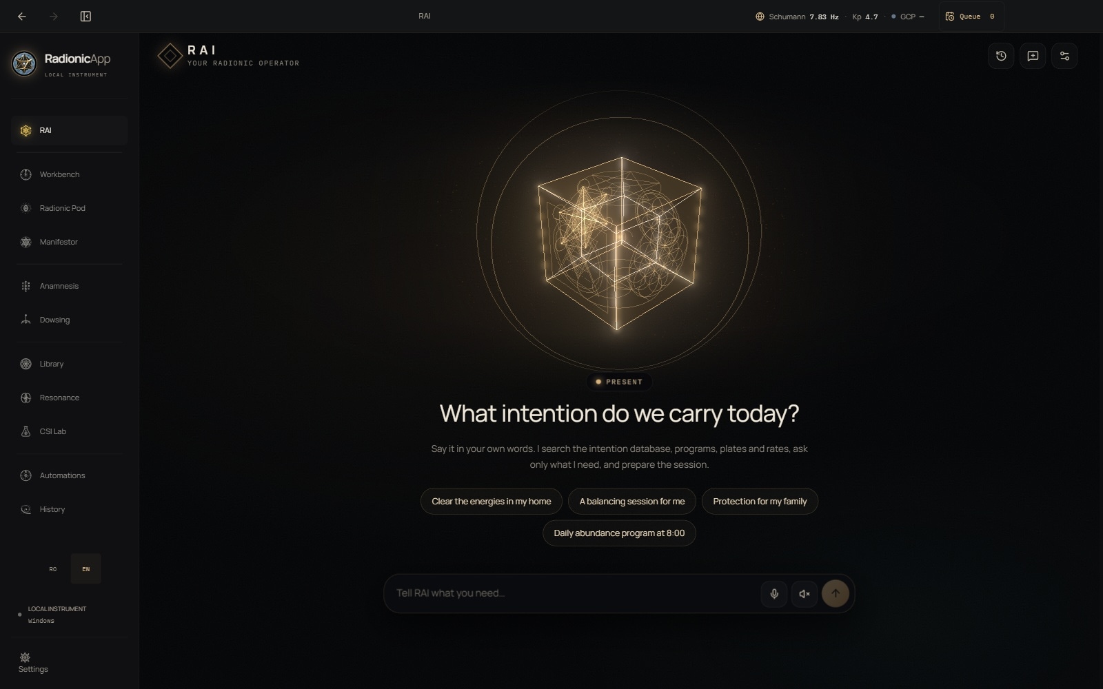 RadionicApp RAI assistant workspace